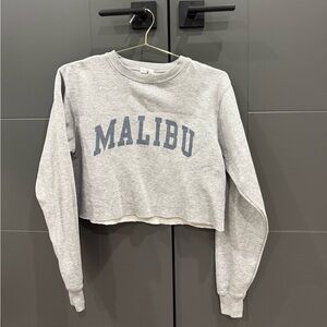 Brandy Melville Gray 'Malibu' Cropped Sweatshirt